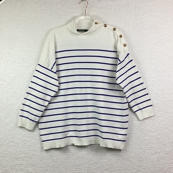 Lauren Ralph Lauren Blue and White Nautical Popover Sweater, Women’s 2X. - Picture 1 of 11